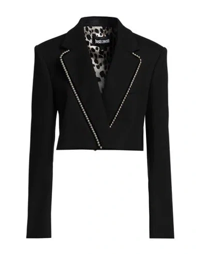 Just Cavalli Woman Blazer Black Size 4 Polyester, Viscose, Wool, Elastane