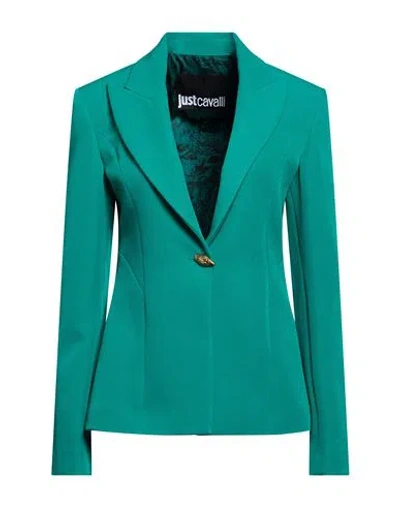 Just Cavalli Woman Blazer Emerald Green Size 8 Polyester, Elastane
