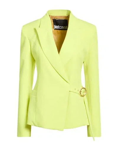 Just Cavalli Woman Blazer Lime Green Size 12 Polyester, Elastane