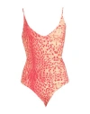 Just Cavalli Woman Bodysuit Apricot Size 6 Viscose, Elastane In Orange