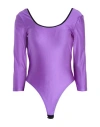 Just Cavalli Woman Bodysuit Purple Size 10 Polyamide, Elastane