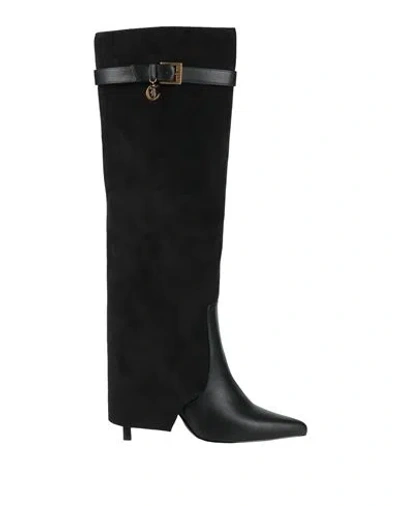 Just Cavalli Woman Boot Black Size 7 Synthetic Material, Textile Fibers