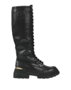 Just Cavalli Embossed-logo Lace-up Boots In Black