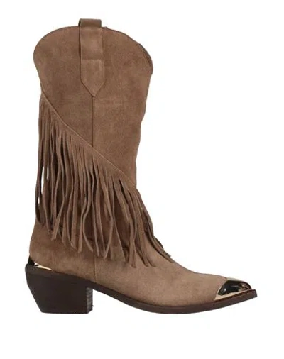 Just Cavalli Woman Boot Light Brown Size 7.5 Leather