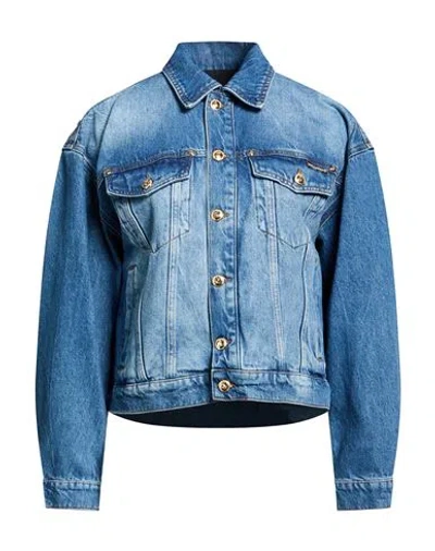 Just Cavalli Woman Denim Outerwear Blue Size 0 Cotton
