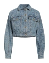 Just Cavalli Woman Denim Outerwear Blue Size 10 Cotton In Blue