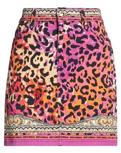 Just Cavalli Woman Denim Skirt Orange Size 6 Cotton, Elastane In Multi
