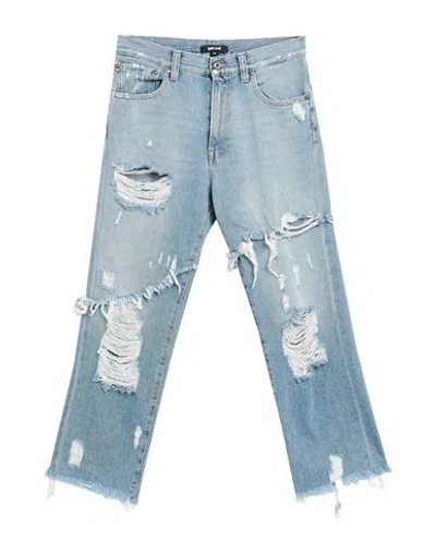 Just Cavalli Woman Jeans Blue Size 25 Cotton, Bovine Leather