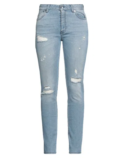 Just Cavalli Woman Jeans Blue Size 26 Cotton, Elastane, Cow Leather, Glass