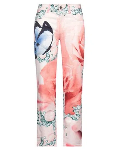 Just Cavalli Woman Jeans Pink Size 25 Cotton, Elastane, Bovine Leather