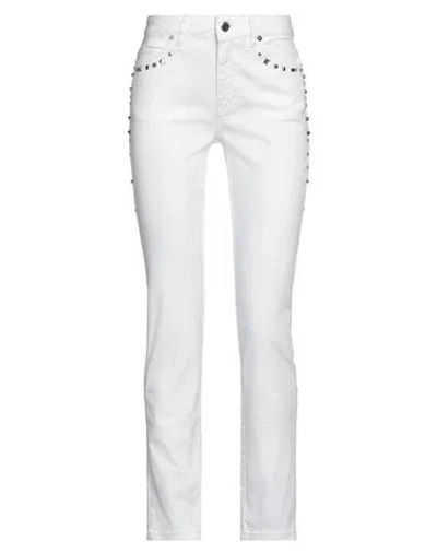 Just Cavalli Woman Jeans White Size 28 Cotton, Elastomultiester, Elastane, Aluminum, Glass