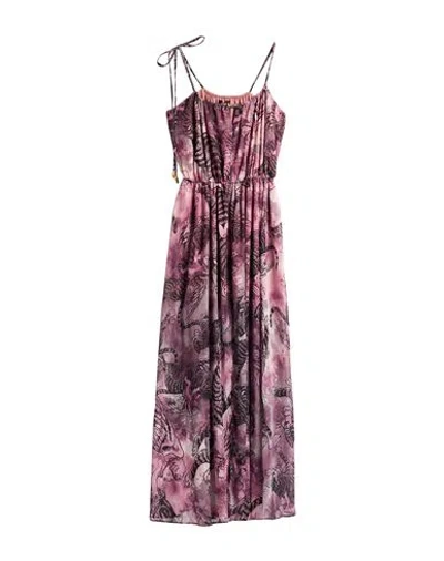 Just Cavalli Woman Maxi Dress Antique Rose Size 6 Polyester, Metallic Polyester In Pink