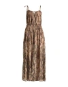 Just Cavalli Woman Maxi Dress Sand Size 10 Polyester