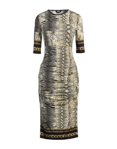 Just Cavalli Woman Midi Dress Beige Size 4 Viscose, Elastane