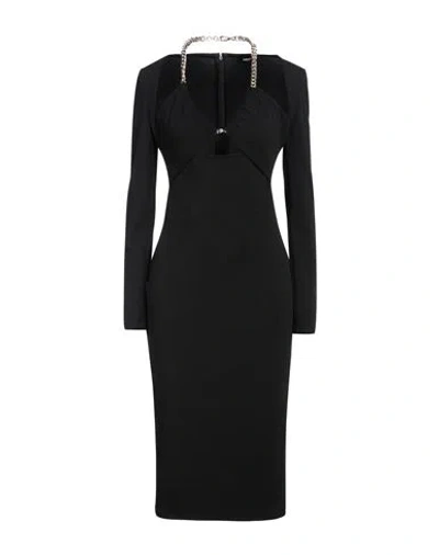 Just Cavalli Woman Midi Dress Black Size 10 Polyester, Rubber