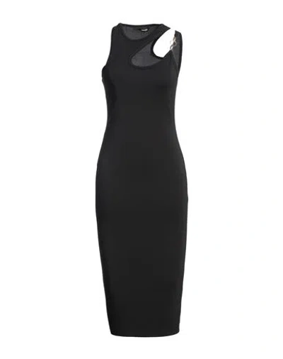 Just Cavalli Woman Midi Dress Black Size 4 Polyester, Elastane