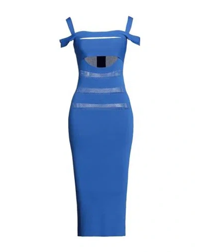 Just Cavalli Woman Midi Dress Blue Size S Viscose, Polyamide