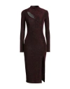 Just Cavalli Woman Midi Dress Burgundy Size 8 Polyester, Metallic Polyester, Elastane