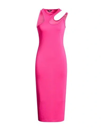 Just Cavalli Woman Midi Dress Fuchsia Size 10 Polyester, Elastane In Pink