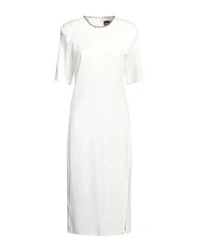 Just Cavalli Woman Midi Dress Off White Size 8 Viscose, Polyamide, Elastane