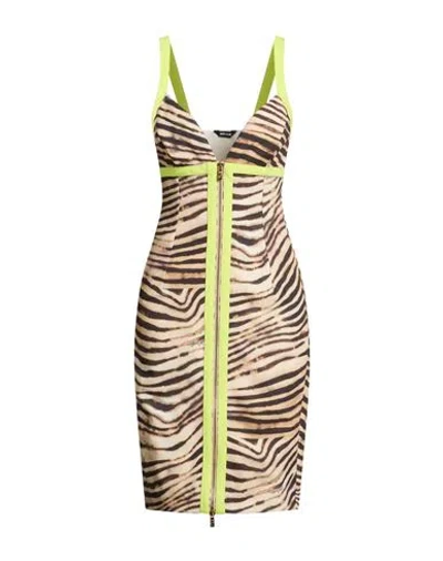 Just Cavalli Woman Midi Dress Sand Size 14 Polyester, Elastane In Brown