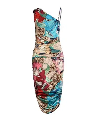 Just Cavalli Woman Midi Dress Yellow Size 12 Viscose, Elastane