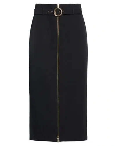 Just Cavalli Woman Midi Skirt Black Size 6 Polyester, Elastane