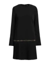 Just Cavalli Logo-studded Pleat-detail Minidress In Black