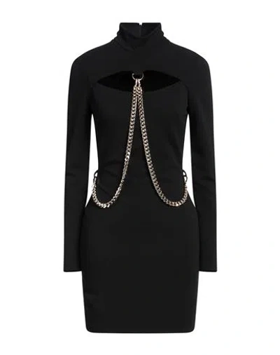 Just Cavalli Woman Mini Dress Black Size 10 Polyester, Rubber
