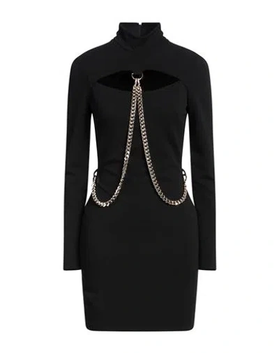 Just Cavalli Woman Mini Dress Black Size 8 Polyester, Rubber