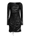 Just Cavalli Woman Mini Dress Black Size 12 Polyester, Polyurethane Coated In Black