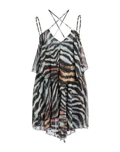 Just Cavalli Woman Mini Dress Black Size 10 Polyester, Metallic Polyester