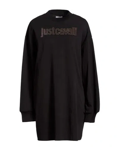 Just Cavalli Woman Mini Dress Black Size L Cotton In Multi