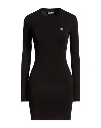 Just Cavalli Woman Mini Dress Black Size S Cotton, Elastane In Multi