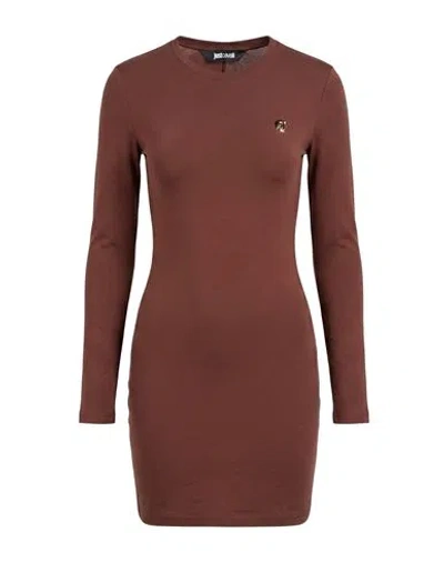 Just Cavalli Woman Mini Dress Brown Size Xs Cotton, Elastane