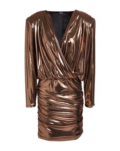 Just Cavalli Woman Mini Dress Copper Size 10 Polyester, Elastane In Brown