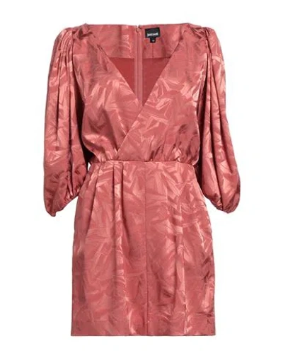Just Cavalli Woman Mini Dress Coral Size 12 Viscose, Acetate, Elastane In Red