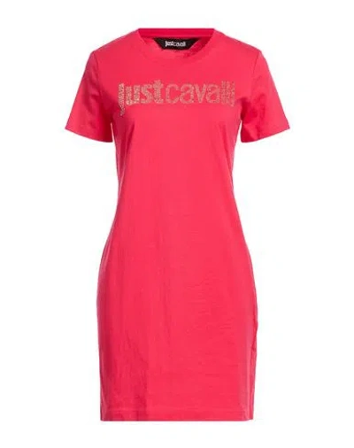 Just Cavalli Woman Mini Dress Coral Size S Cotton In Red
