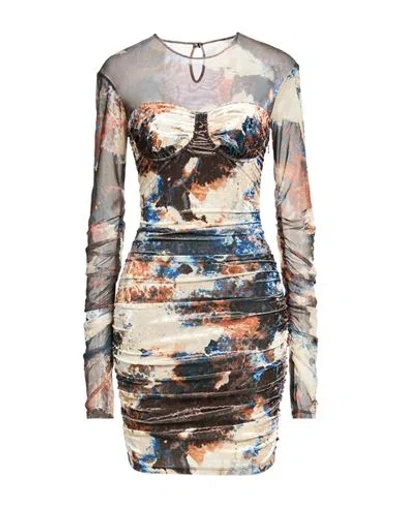 Just Cavalli Woman Mini Dress Cream Size 8 Polyester, Elastane In Multi