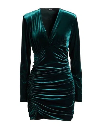 Just Cavalli Woman Mini Dress Dark Green Size 6 Polyester, Elastane