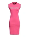 Just Cavalli Woman Mini Dress Fuchsia Size L Cotton In Pink