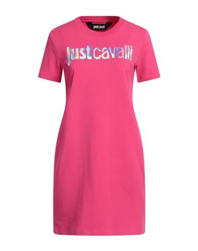 Just Cavalli Woman Mini Dress Fuchsia Size S Cotton In Pink