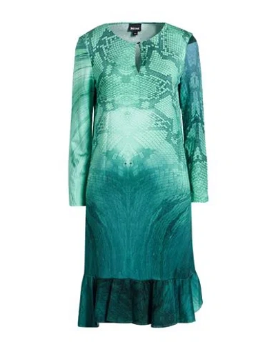 Just Cavalli Woman Mini Dress Green Size 4 Polyester