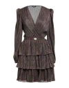 Just Cavalli Woman Mini Dress Green Size 6 Polyester, Metallic Polyester In Brown
