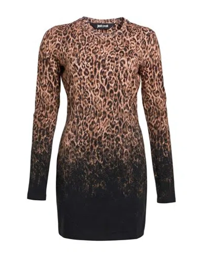 Just Cavalli Woman Mini Dress Light Brown Size Xs Cotton, Elastane In Multi