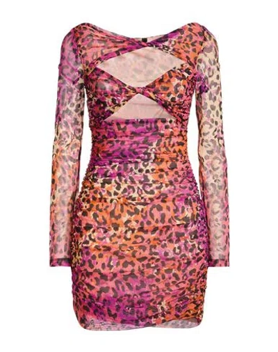 Just Cavalli Woman Mini Dress Magenta Size 10 Polyamide, Elastane In Multi
