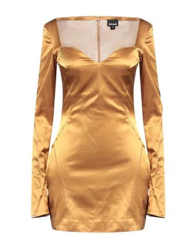 Just Cavalli Woman Mini Dress Marigold Size 4 Cotton, Viscose, Elastane, Polyester In Yellow