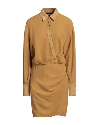 Just Cavalli Woman Mini Dress Marigold Size 4 Polyester In Brown