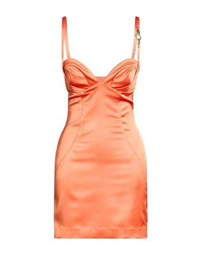 Just Cavalli Woman Mini Dress Orange Size 10 Polyester, Elastane