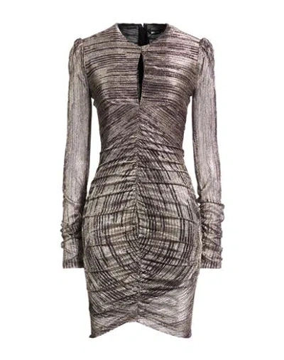 Just Cavalli Woman Mini Dress Purple Size 12 Polyester, Metal Fiber In Animal Print